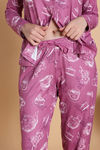 Zivame Knit Poly Pyjama Set - Red Violet — thumbnail 7